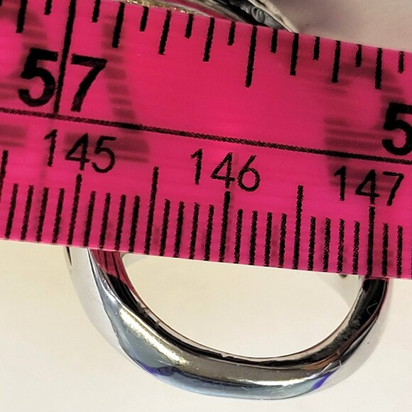 Silver Crystal Rhinestones Ring Wide Criss Cross Over Size 4.75 - Picture 11 of 12